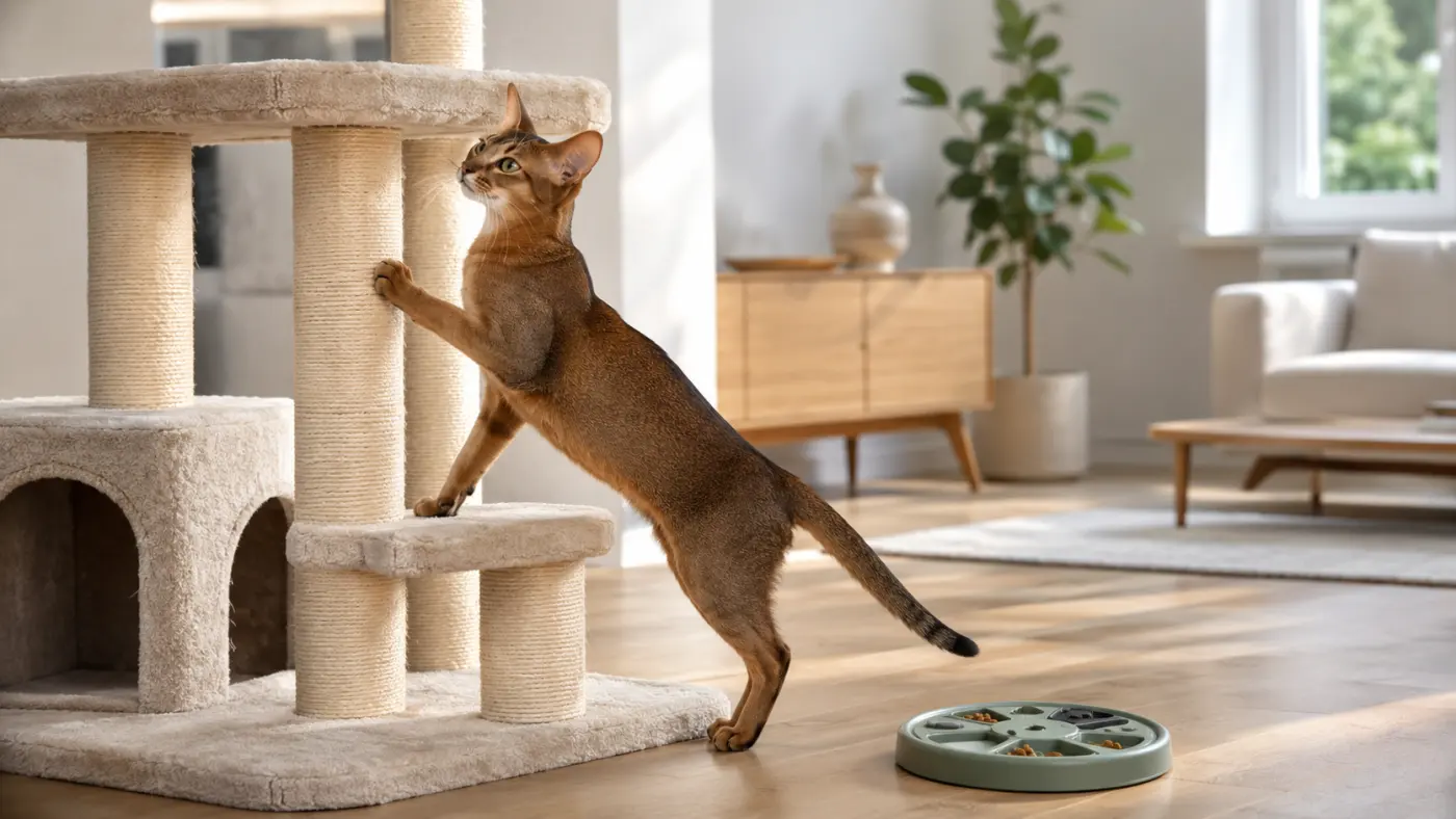 Alimentation du chat Abyssin : énergie, reins et hydratation - alimentation chat abyssin enrichissement repas