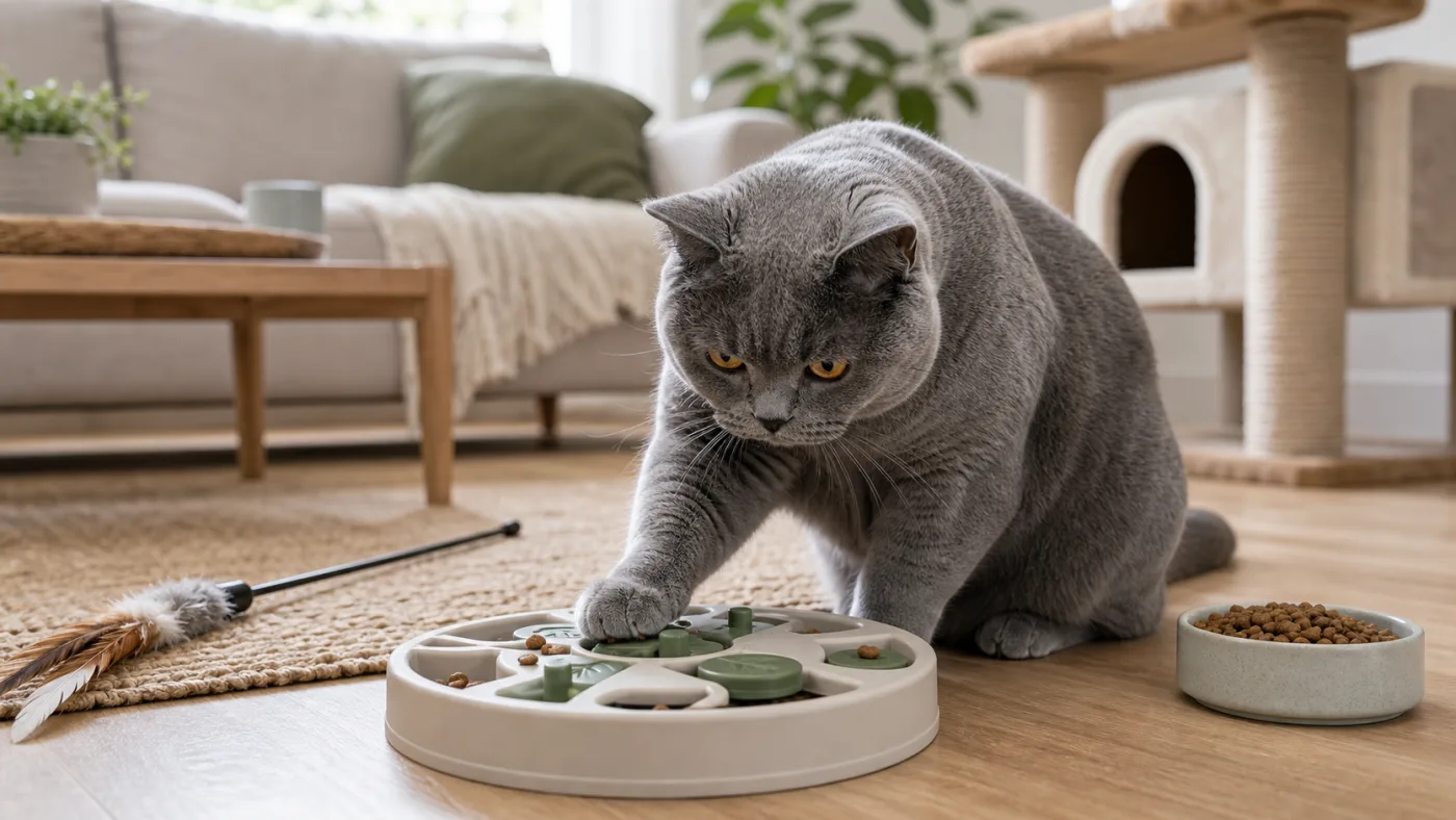 Alimentation du Chartreux : poids, hydratation et pelage bleu - alimentation chat chartreux puzzle feeder poids