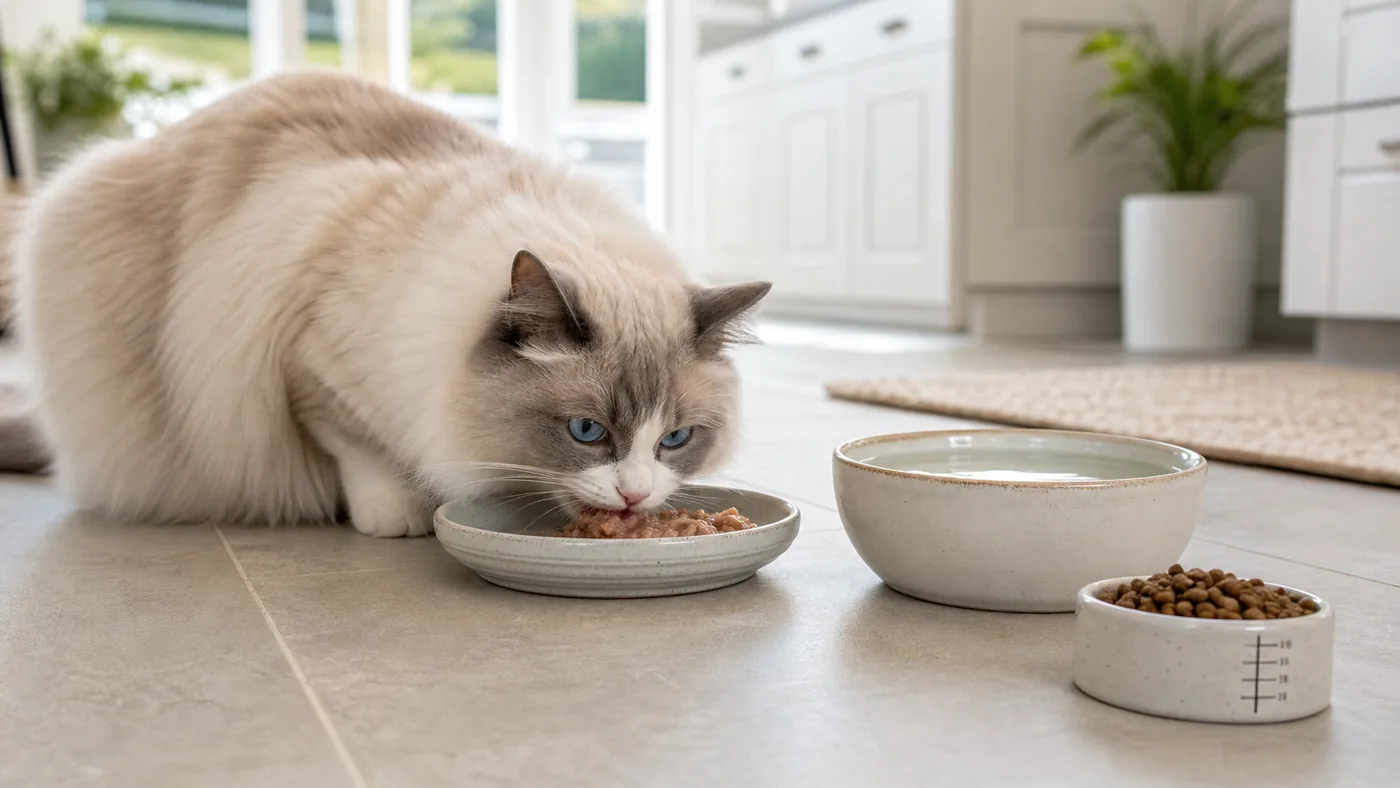 Alimentation du Ragdoll : poids, croissance et coeur - alimentation chat ragdoll patee hydratation