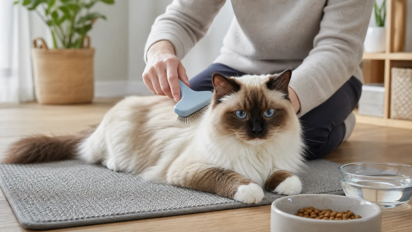 Alimentation du Sacré de Birmanie : poids, urines et pelage - alimentation chat sacre birmanie pelage brossage