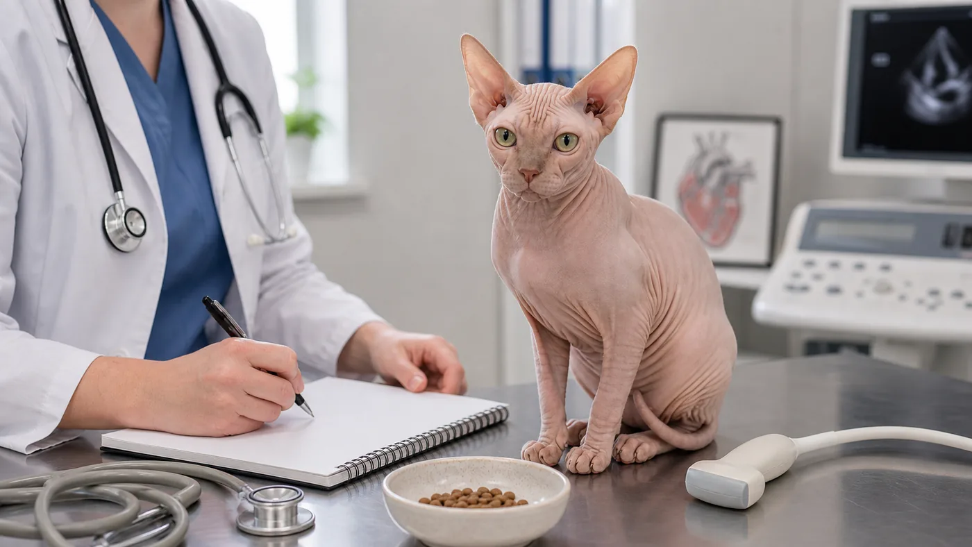 Alimentation du Sphynx : peau, calories et coeur - alimentation chat sphynx suivi cardiaque veterinaire