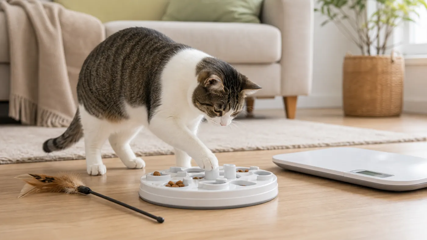 Alimentation du chat stérilisé : poids, satiété et urines - alimentation chat sterilise puzzle feeder satiete
