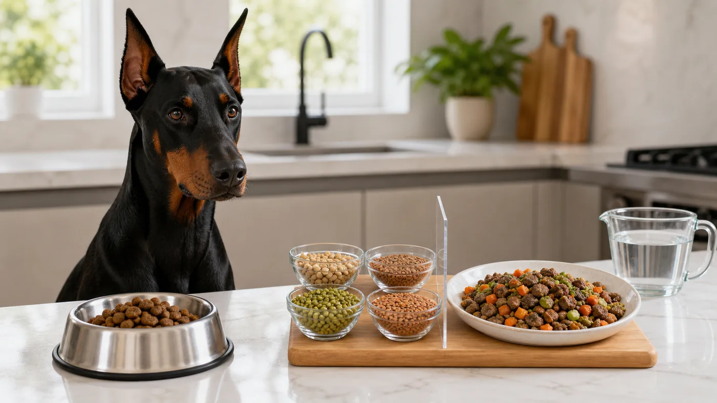 Alimentation du Dobermann : coeur, muscles, poids et prévention - alimentation dobermann regime legumineuses