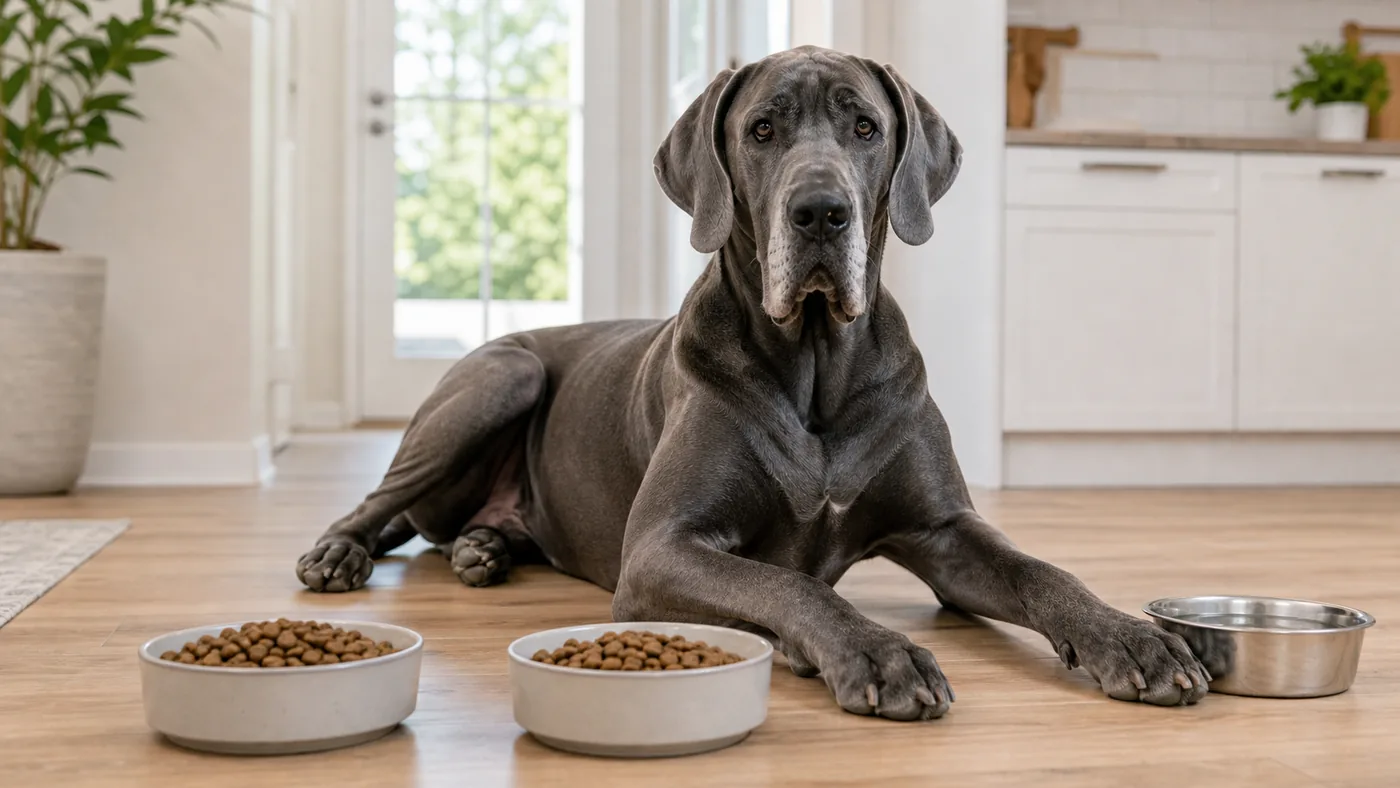 Alimentation du Dogue Allemand : croissance géante, torsion d'estomac et poids - alimentation dogue allemand repas fractionnes