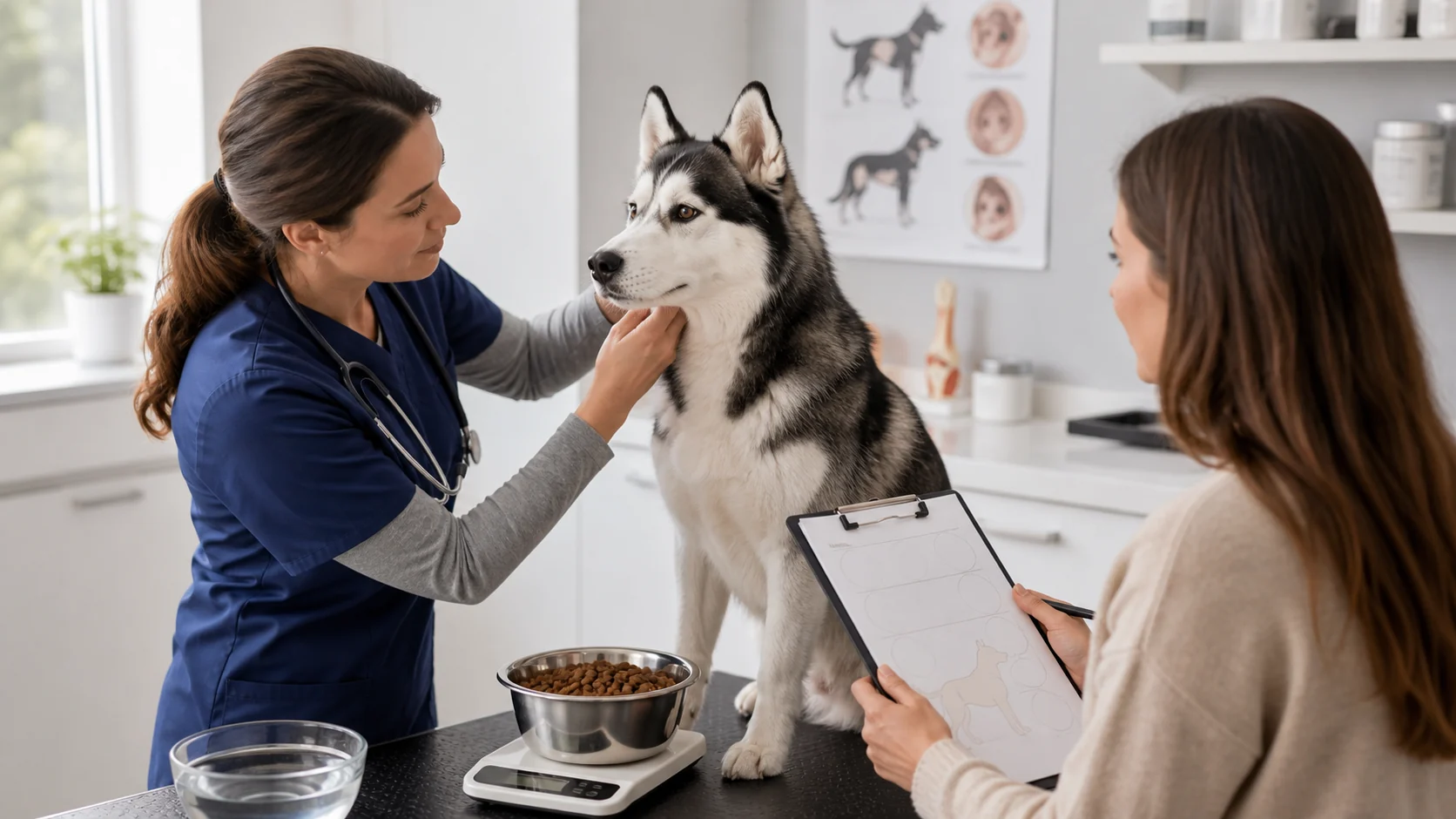 Husky Sibérien en consultation dermatologique nutritionnelle