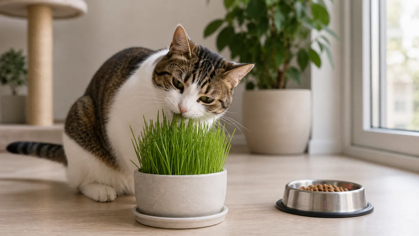 Pourquoi mon chat mange de l'herbe ? L'herbe à chat et la digestion - chat mange herbe pot