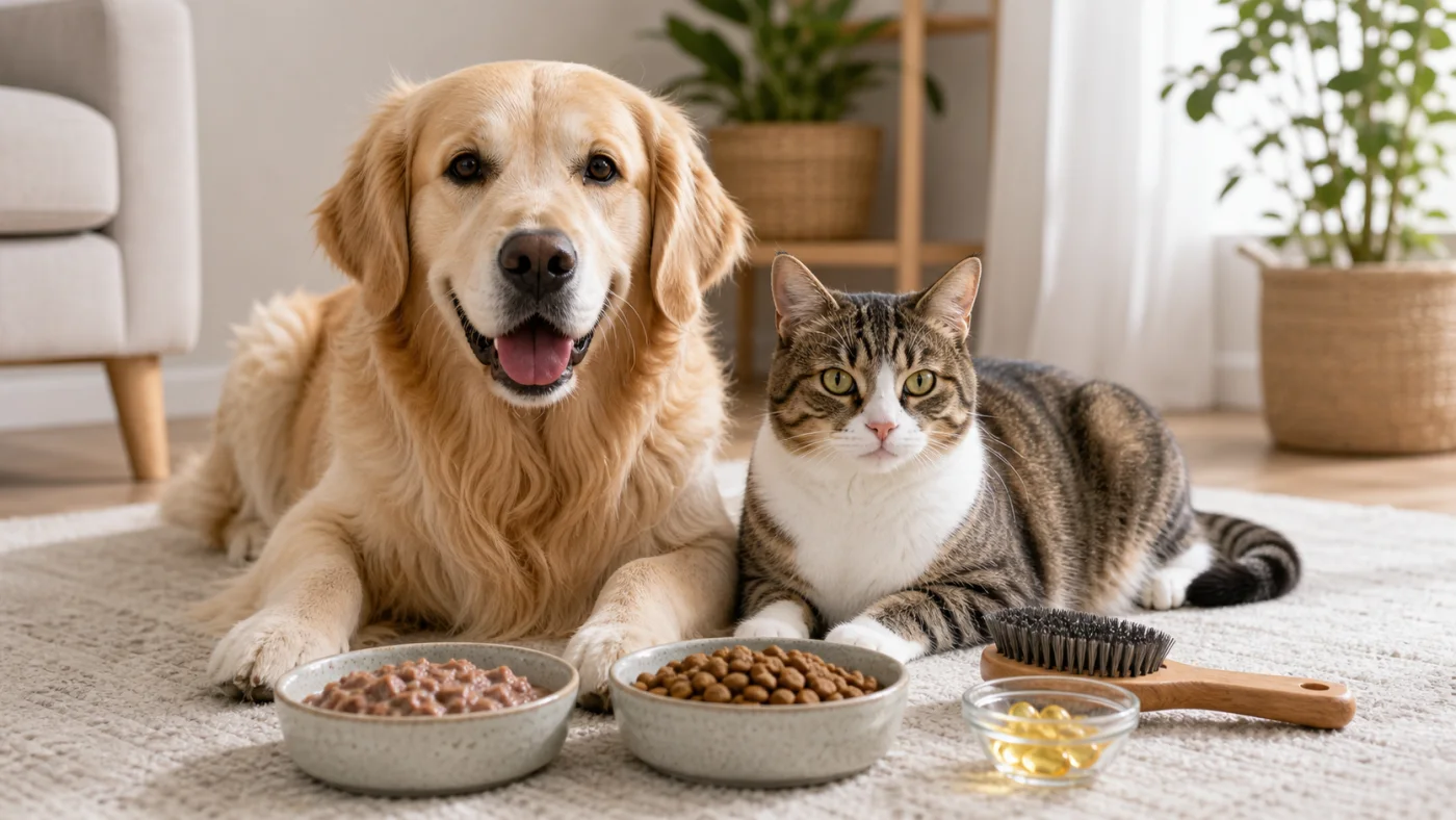Oméga-3 pour chien et chat : EPA, DHA et huile de poisson — ce que disent les études - omega 3 chien chat peau pelage