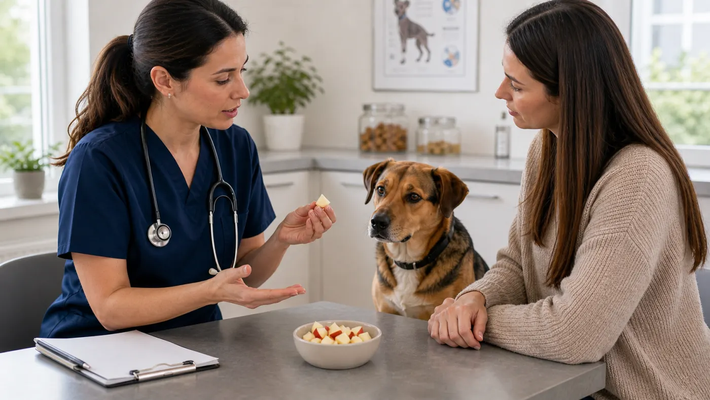 Discussion vétérinaire sur la portion de pomme pour chien